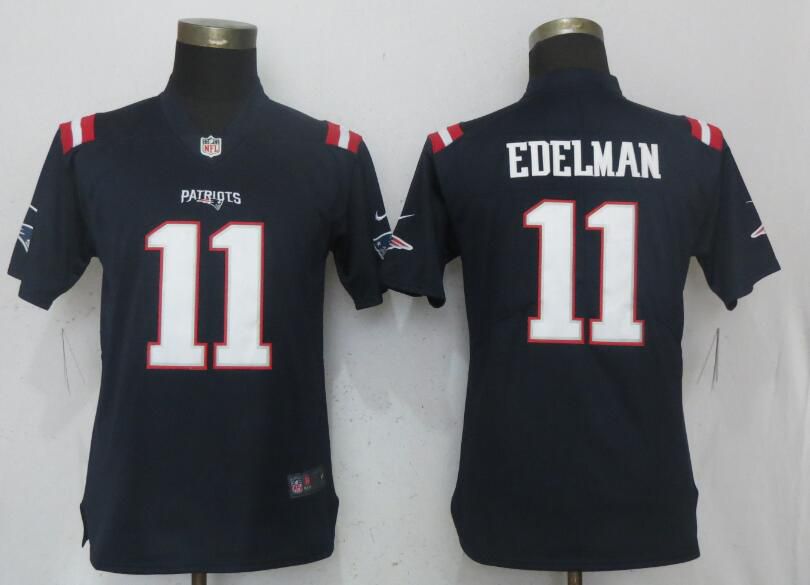 Women New England Patriots #11 Edelman Navy Blue Color Rush Nike NFL Jerseys